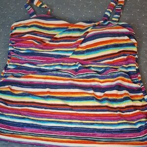 Catalina Colorful Striped Women's Tankini Swim Top size 2X